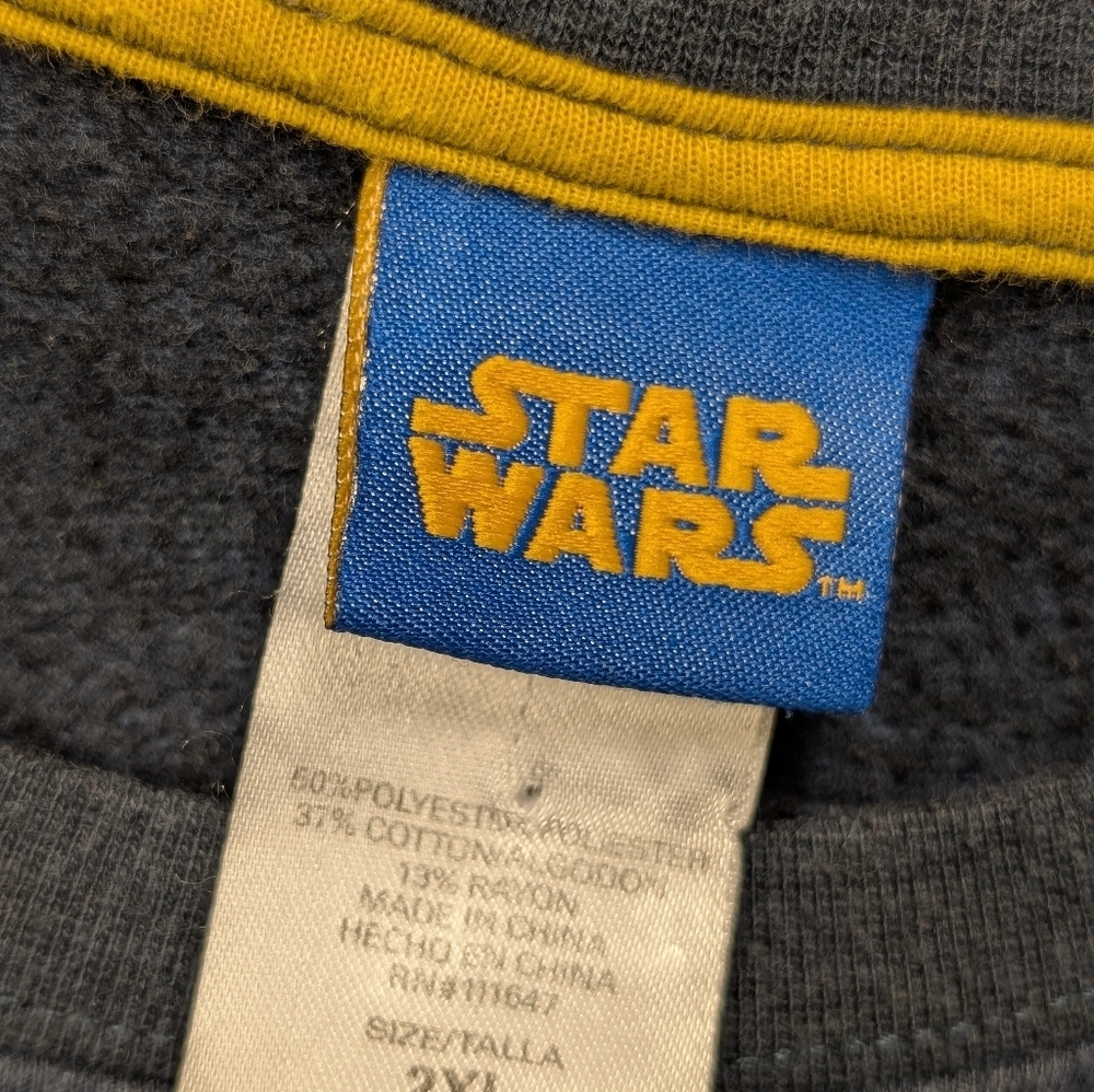 Star Wars Millenium Falcon Cozy Navy Blue Gray Rainbow Sweatshirt Pullover 2XL - Picture 11 of 13